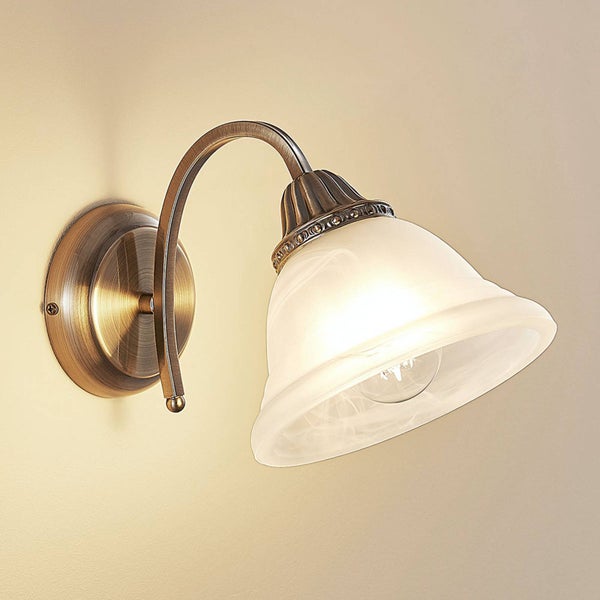 Lindby Wandleuchte, Wandlampe Innen Mialina in Bronze (1 flammig E27) - Wandstrahler Wandbeleuchtung Schlafzimmer / Wohnzimmer Wohnzimmerleuchte