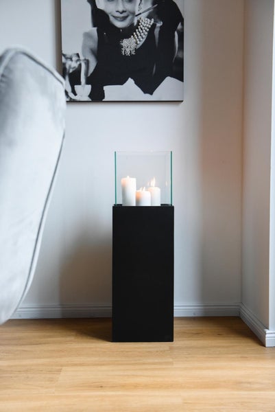 VIVANNO Windlicht CANDELA 80x25x25 cm Alu-Verbund Schwarz matt