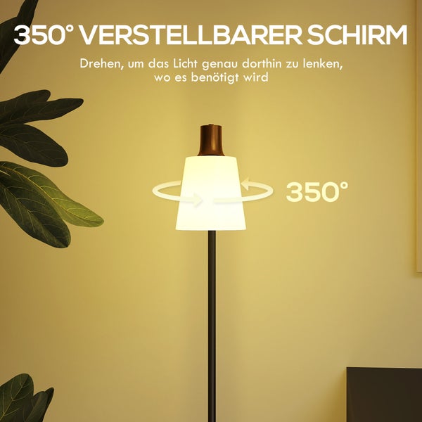 Stehlampe mit um 350 Grad verstellbarem Schirm zur Lichtausrichtung