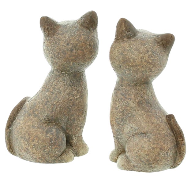 FRANK FLECHTWAREN | Figur Katze, 2er Set, TERRACOTTA, 10 x 7,5 x 16,5 cm
