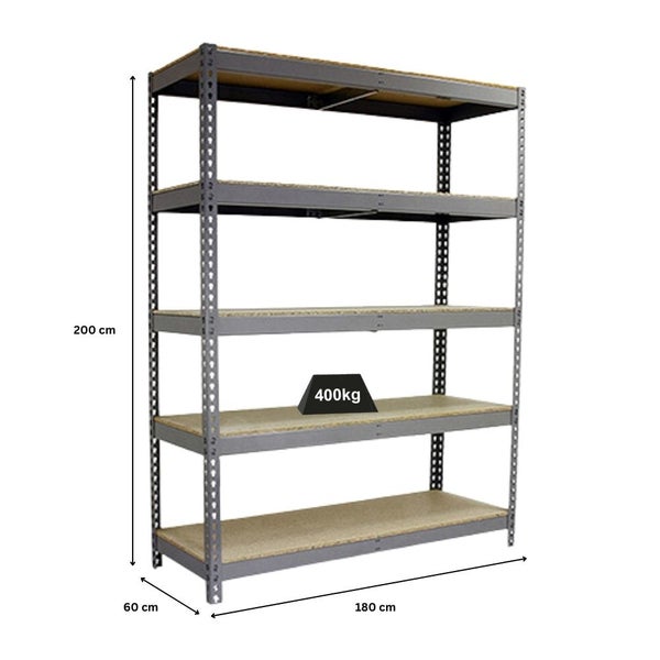PROREGAL Schwerlastregal Big Wood Yeti Five HxBxT 200 x 180 x 60 cm Fachlast 400 kg Grau