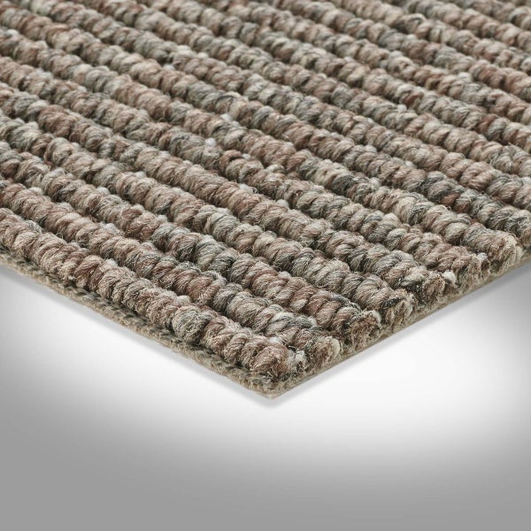 Teppich Meterware Schlingenteppich Auslegware beige braun 400 cm Breite (Meterware)