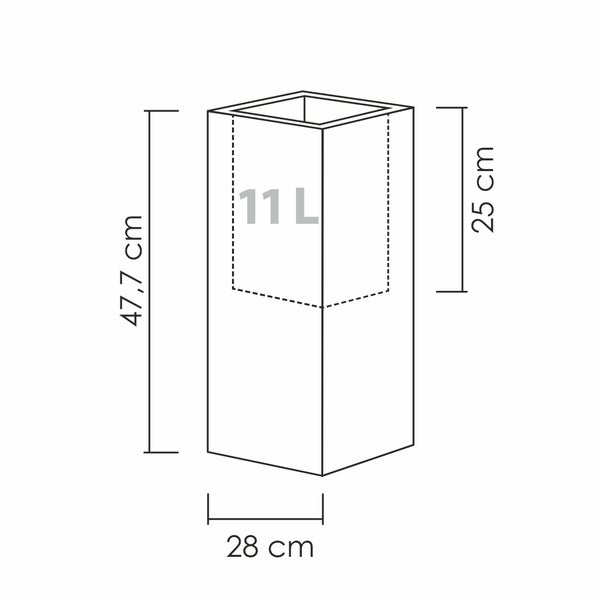 Scheurich C-Cube High 48, Hochgefäß/Blumentopf/Pflanzkübel, quadratisch,  aus Kunststoff Farbe: Stony Grey, 28 cm Durchmesser, 47,7 cm hoch, 11 l Vol.