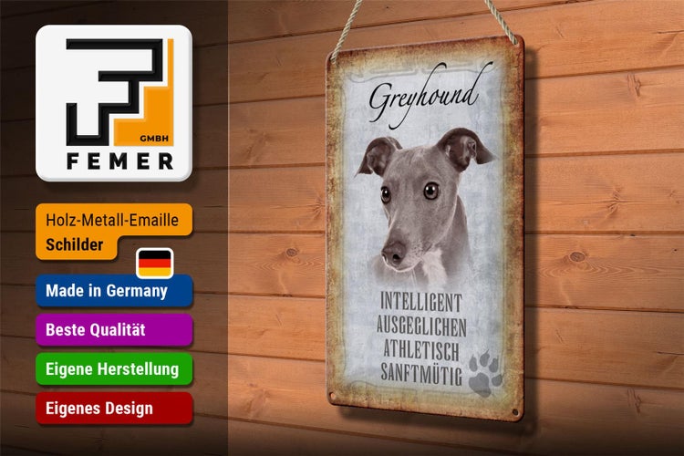 Blechschild Spruch 20x30cm Greyhound Hund Schild