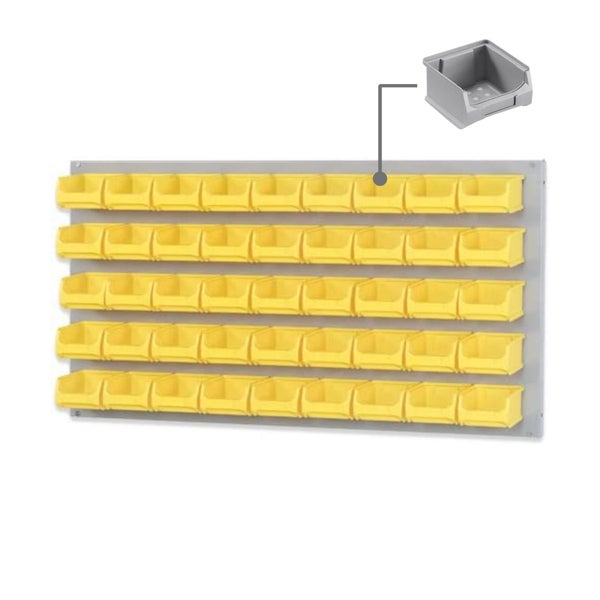 PROREGAL Trägersystem Graue Systemplatte mit 45 x Grauen Sichtlagerboxen 1.0 Maße H x B 50 x 100 cm Sichtlagerbox Sichtlagerbehälter