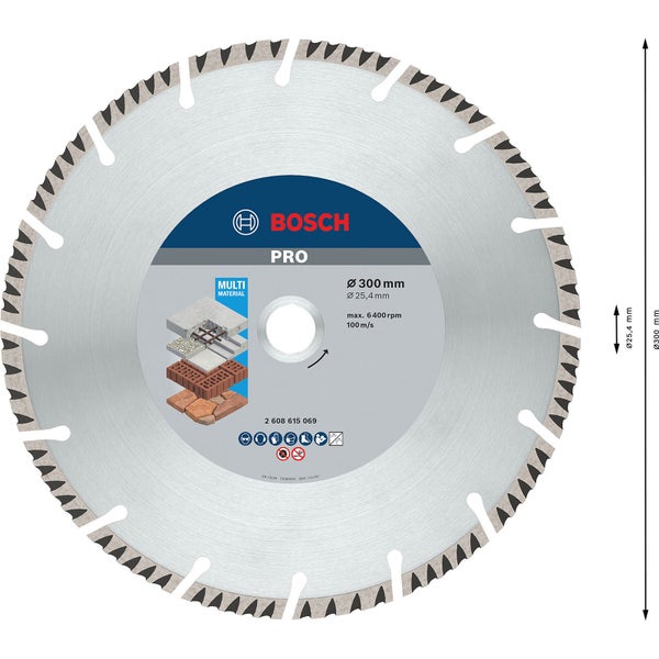 Bosch PRO Multi Material Diamanttrennscheibe 300 x 25,4 mm - 2608615069