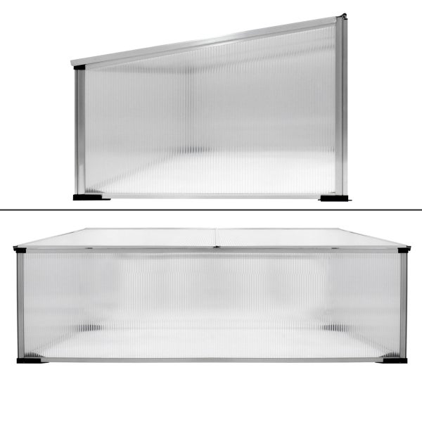 ECD Germany Alu Frühbeet Gewächshaus mit Zweiteiliges Dach, 100x60x40 cm, 0,6m² Fläche, aus transparentem Polycarbonat, witterungsbeständig, Treibhaus Frühbeetkasten Tomatenhaus Pflanzenhaus