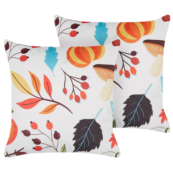 Dekokissen 2er Set VISCARIA Samtstoff 45 x 45 cm Bunt Pflanzenmuster