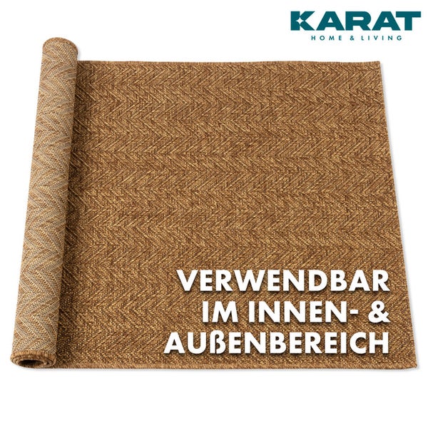 FLOORDIREKT Outdoorteppich - Wetterbeständiger Außenteppich - Cheron - Braun - 80 x 150 cm