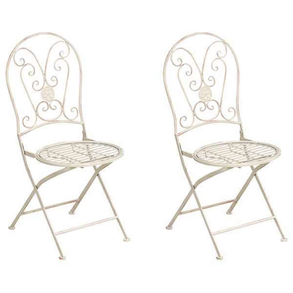 Gartenstuhl 2er Set COGGIA klappbar Metall Hellbeige