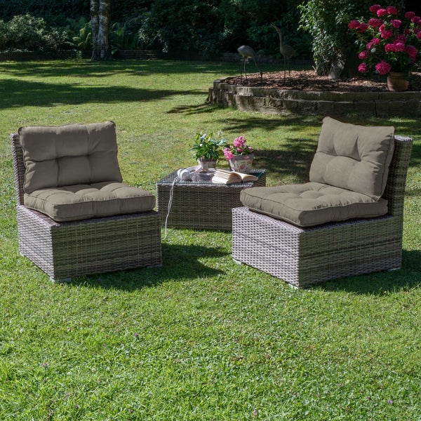 Beautissu Flair Loungekissen Outdoor Rücken 50x40x12cm Hellgrau