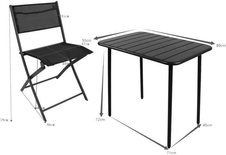 3 tlg. Bistroset Balkonset Gartenset Metall Sumila