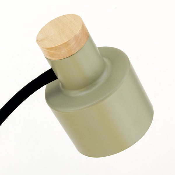 Tischleuchte aus Holz und Keramik