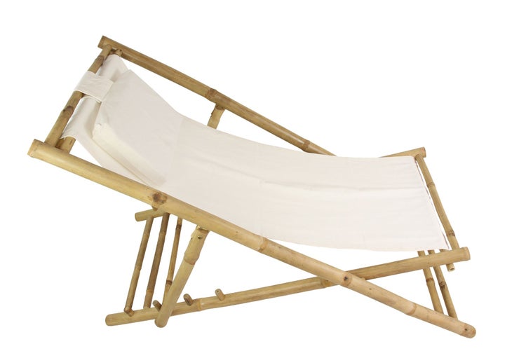 FRANK FLECHTWAREN | Liegestuhl Tropical, BAMBUS, BAUMWOLLE, POLYESTER, voll ausgeklappt 119 x 58 x 64 cm, zusammengeklappt 135 x 58 cm, nur für den Innenbereich geeignet,