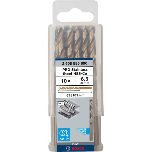 Bosch PRO Stainless Steel HSS-Co Spiralbohrer 6,5 x 63 x 101 mm - 2608585890
