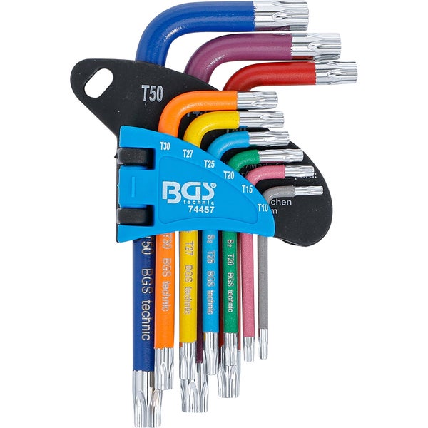 BGS Winkelschlüssel-Satz Multicolour kurz T-Profil (für Torx) T10 - T50 9tlg. - 74457