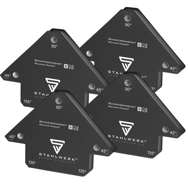 STAHLWERK 12er Set Schweißwinkel Magnet 11,3kg 25lbs Schweißmagnet