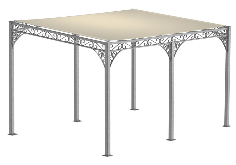Pergola ELEO Sardegna 3 x 4 m feuerverzinkt | mit Sonnensegel ecru