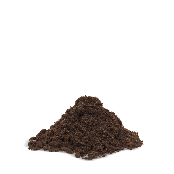 Ein Haufen dunkler Blumenerde mit feiner Textur.