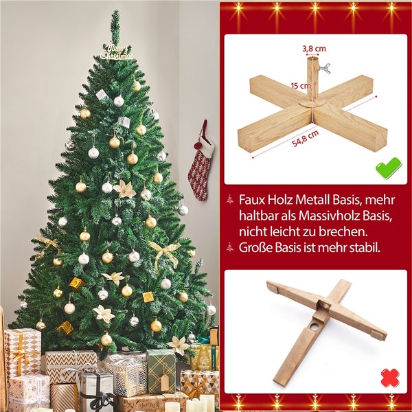 Anleitung zum Aufstellen eines 213 Zentimeter hohen Weihnachtsbaums.