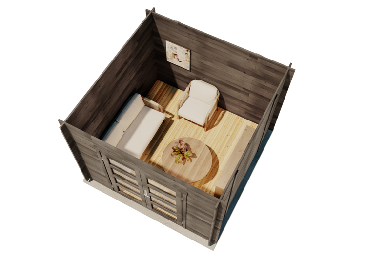 Alpholz Gartenhaus Paloma Sol aus Holz in Anthrazitgrau, Holzhaus mit 28 mm Wandstärke inkl. Fußboden