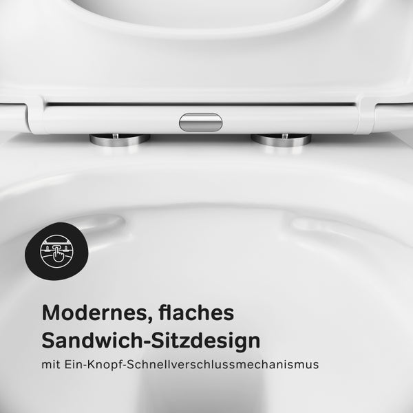 AM.PM Wand-WC Set Tiefspüler offener Spülrand weiß glänzend mit WC-Sitz , Vorwandelement und Betätigungsplatte chrom IIS90251.GA1700