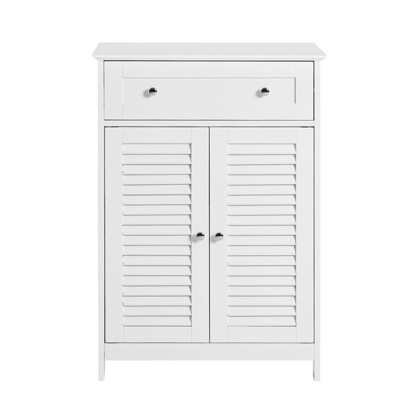 Weißer Badezimmerschrank mit Schublade und zwei Türen