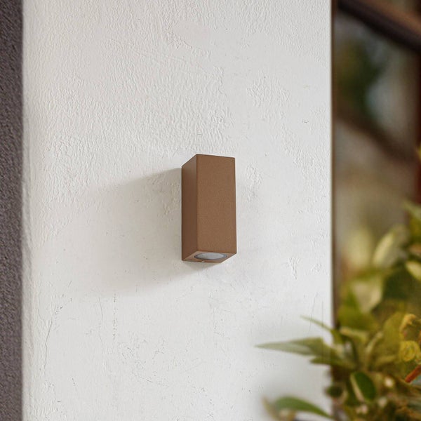 Lucande Wandleuchte außen Xava (Modern) in Braun aus Aluminium (2 flammig, GU10) - Außenwandleuchten Wandlampe Led Außenlampe Outdoor für Außenwand/Hauswand Haus Terrasse & Balkon