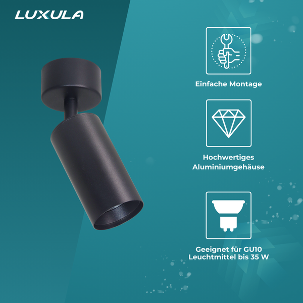 Luxula Deckenleuchte aus Aluminium für GU10 Leuchtmittel bis 35 Watt