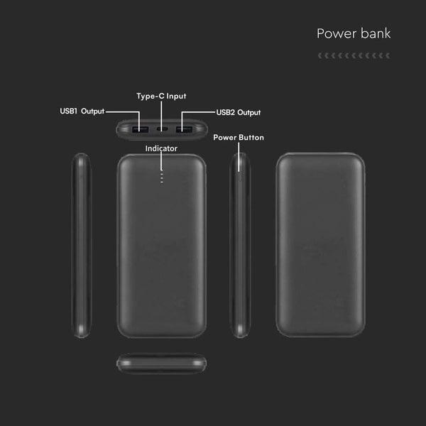 LED Display Power Banks - Schwarzes Gehäuse - 10000mAh