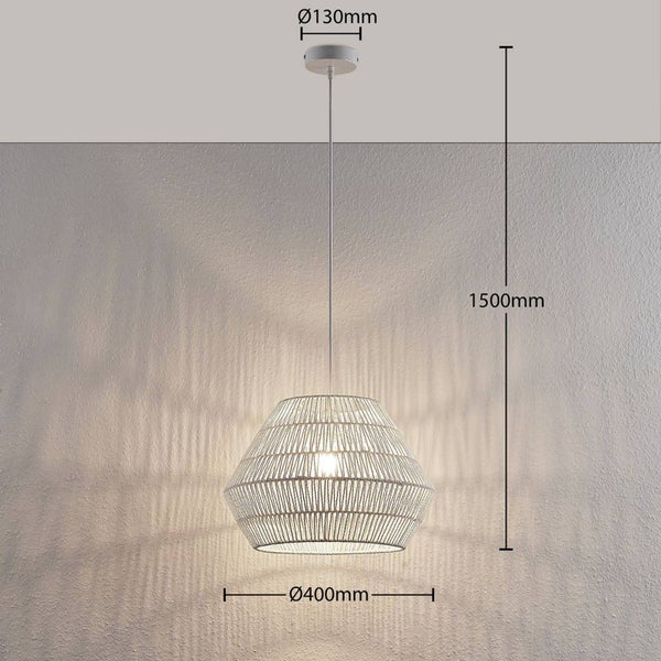 Lindby Pendelleuchte Ottavio (Modern) in Weiß aus Papier (1 flammig, E27) - Deckenlampe Esstischlampe Hängelampe Hängeleuchte Wohnzimmerleuchte
