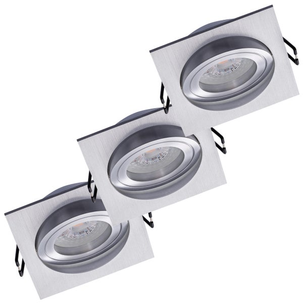 3er Set Deckenspots LED Modul Lyon warmweiß 3000K 4,8W 230V eckig schwenkbar Einbauleuchten 380lm Einbaudurchmesser 80mm