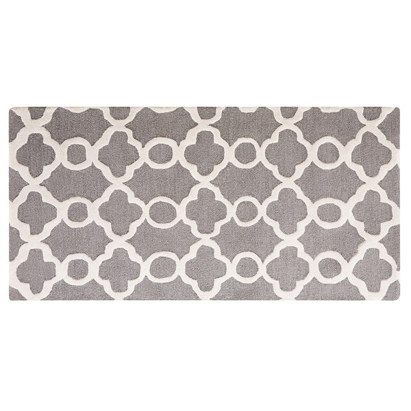 Teppich mit grauem Hintergrund und weißem Muster