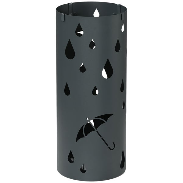 HOMCOM Schirmständer Regenschirmständer mit 4 Haken und abnehmbarer Tropfschale Schirmhalter für Gehstöcke & Regenschirme Stahl Ø17 x 41 cm Dunkelgrau