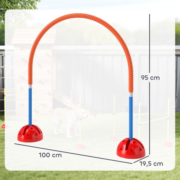 PawHut Agility Set Hunde 4-teiliges befüllbar Agility-Ausrüstung für Hundetraining Steckhürdenset mit verstellbar Agilitätstüren Tragetasche Trainingszubehör Koordinationstraining für Spiele Training