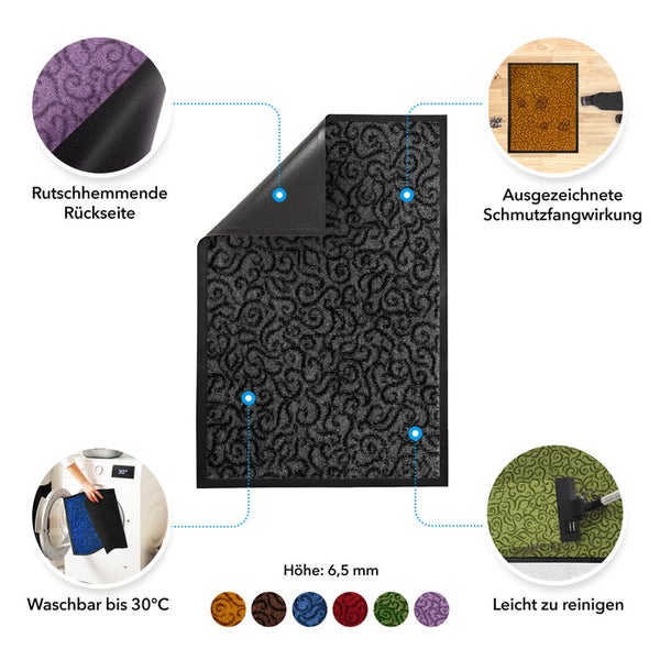 FLOORDIREKT Sauberlaufmatte Brasil - Türvorleger Individuell einsetzbar - 90 x 150 cm - Rot