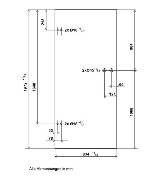 Glastür Klarglas 834x1972mm 10 Felder schwarz Komplettset mit Glastürbeschlag