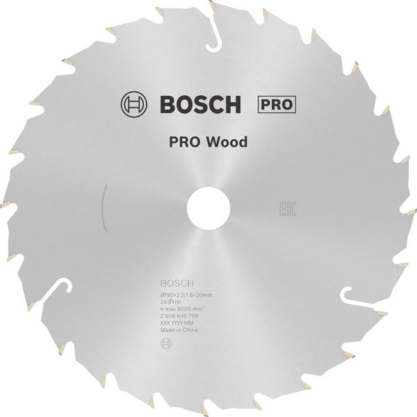 Bosch PRO Wood Kreissägeblatt 190 x 2,4 x 20 mm - 2608640799