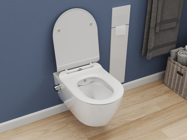 SSWW Taharet Hänge-Dusch-WC ABWCSR003KTV2 – Spülrandlos – mit Bidetfunktion & Softclose-Sitz – Keramik mit Nanobeschichtung