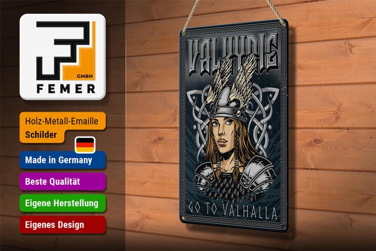 Blechschild Spruch 20x30cm Valkyrie go to Valhalla Wiking