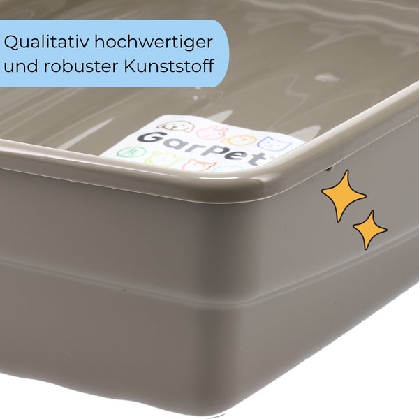 GarPet Katzenklo in 5 Größen Katzentoilette ohne Deckel Katzen WC Schalentoilette Klo grau eckig XL XXL hygenisch Max