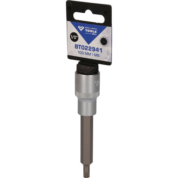 BRILLIANT TOOLS 1/2 Vielzahn-Bit-Stecknuss 100 mm lang M6 - BT022941