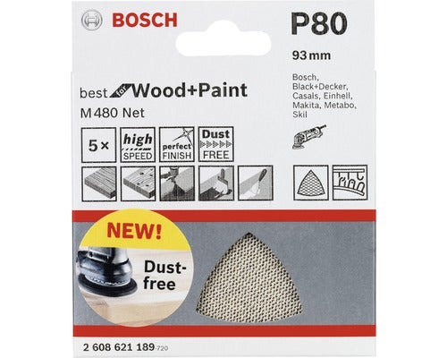 Netzschleifblatt M480 Best for Wood and Paint, 5er-Pack 93mm K80