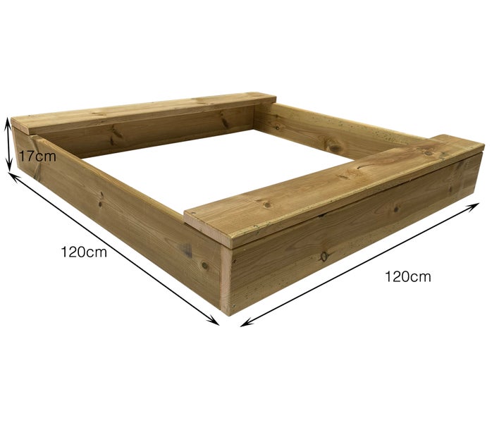 Sandkasten 120x120cm imprägniert Kinder Clamaro Massivholz Tannenholz