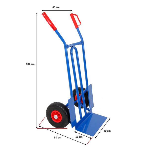 PROREGAL Sackkarre Rhino XL Schaufel HxBxT 104 x 60 x 50 cm Tragkraft 250 kg Pannensichere Räder Blau