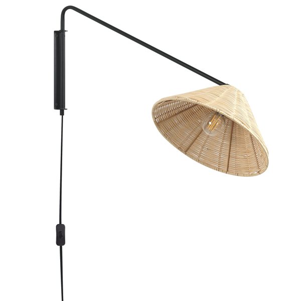 Wandlampe PALENA verstellbar Rattan Naturfarben