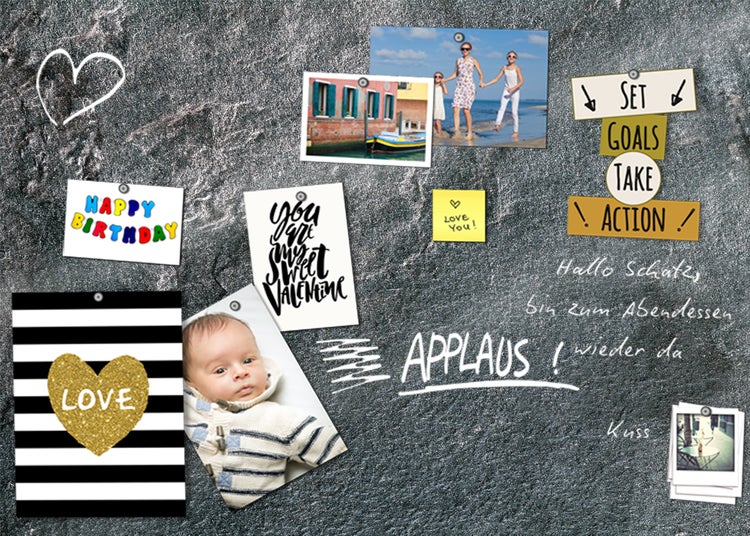 Pinnwand Magnetisches Memoboard |Tafel | Kalender | Wandkalender | 70x50cm | MMB0008 | Beton Optik | Grau