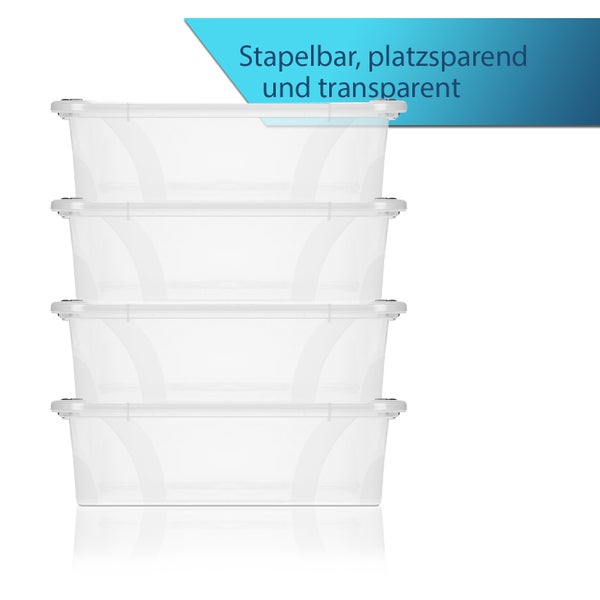 BigDean Aufbewahrungsbox mit Deckel transparent - 7L + Clipverschluss - Stapelbox Ordnungsbox Clipbox Lagerbox Box mit Deckel Storage Boxes - Klarsichtbox mit Deckel – stapelbar durchsichtig