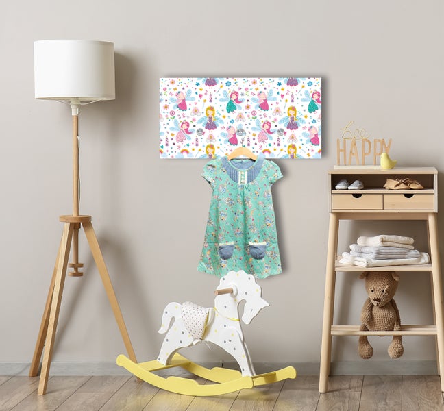 Wandpaneel, Wandgarderobe aus Acrylglas inkl. 3 Edelstahlhaken und Aufhängung Fee und Prinzessin WR00025, 60x30cm