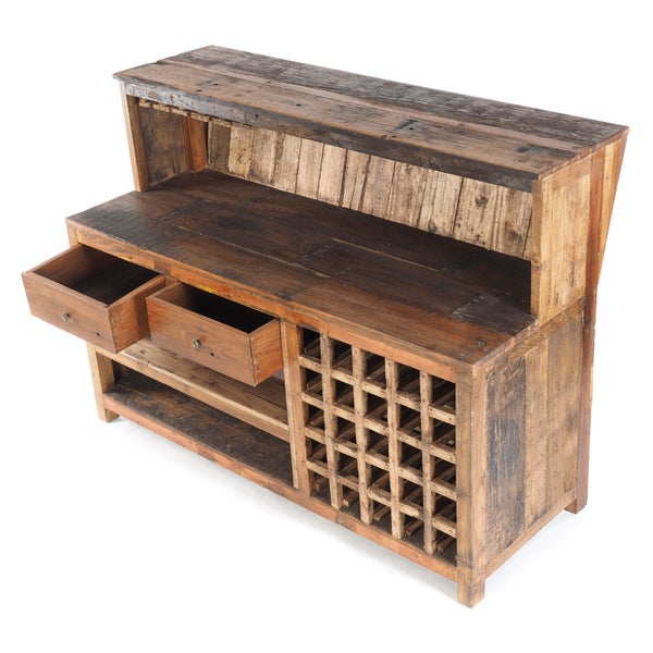 Barschrank  PUREWOOD Recyclingholz massiv, Vintage-Look 01 natur-vintage